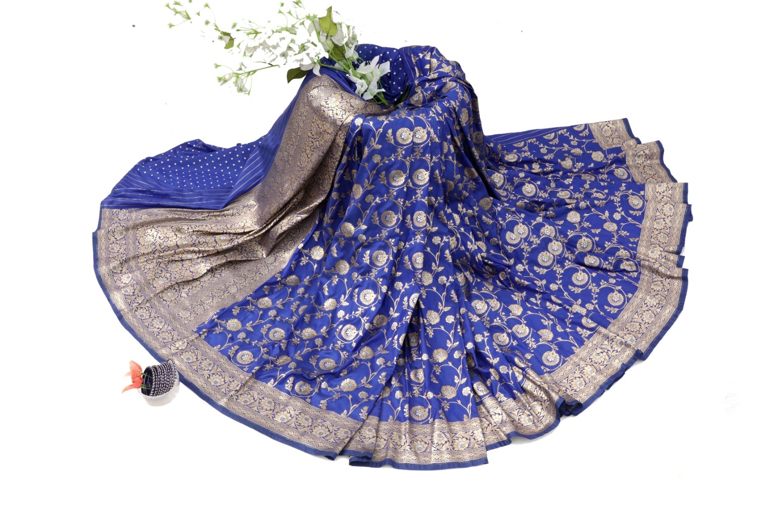 Katan Banarasi Silk Saree (Royal Blue)