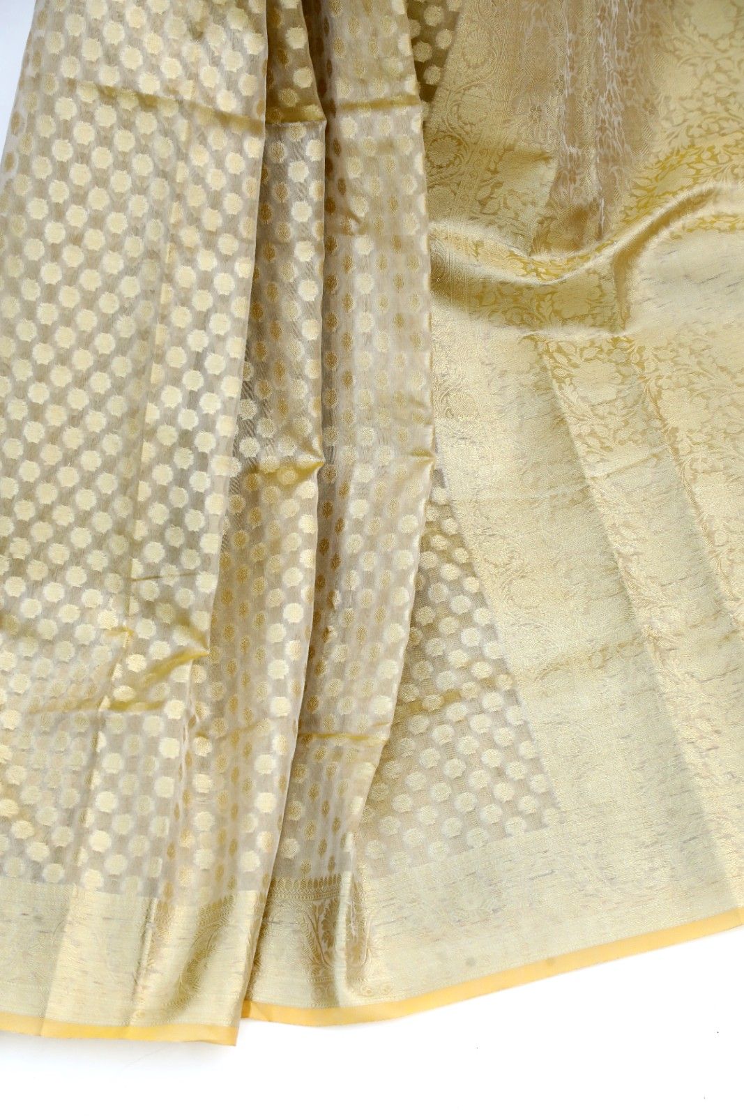 Gold Tissue Silk Saree with Floral Motifs