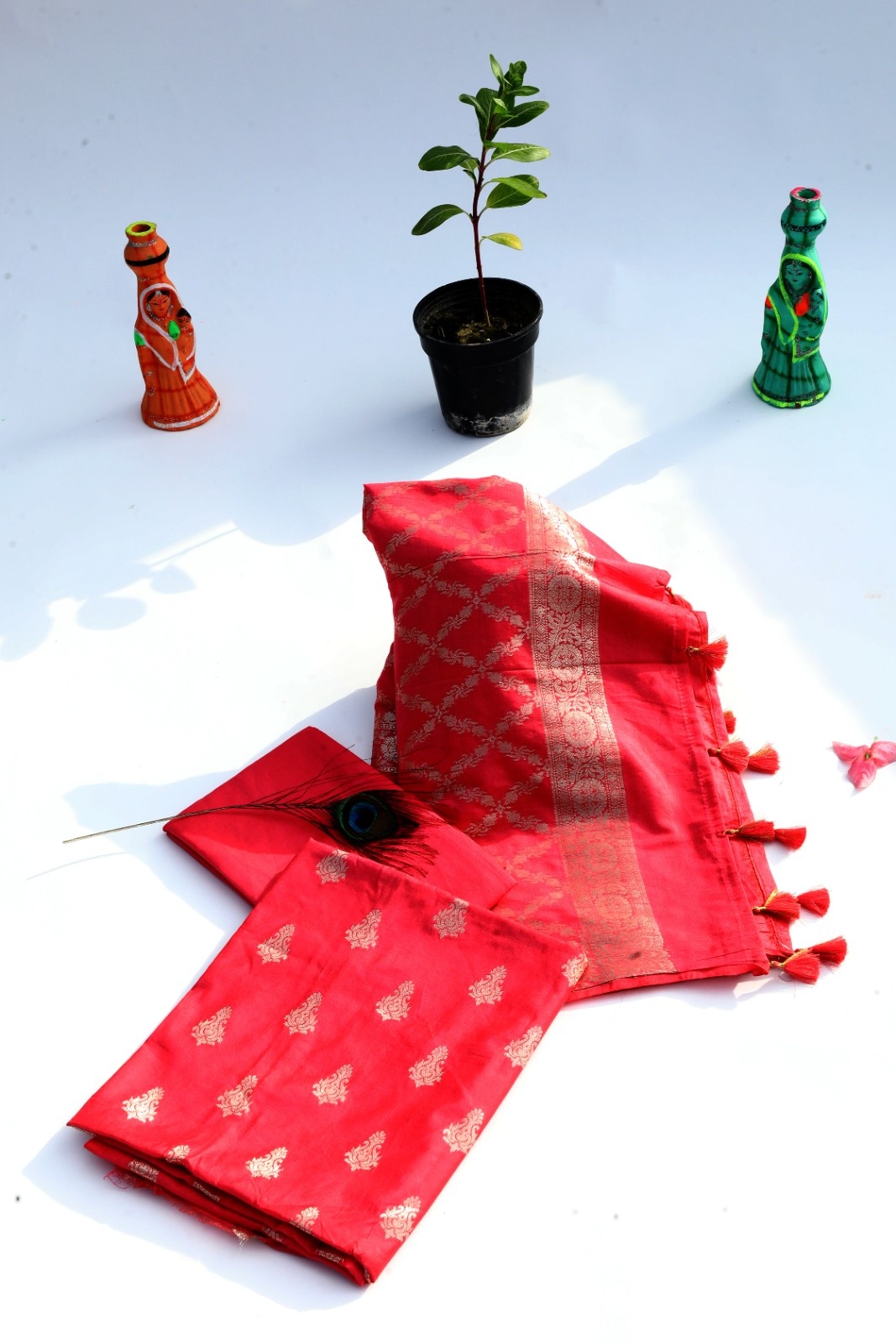 Pink Banarasi Silk Saree with Gold Zari Work