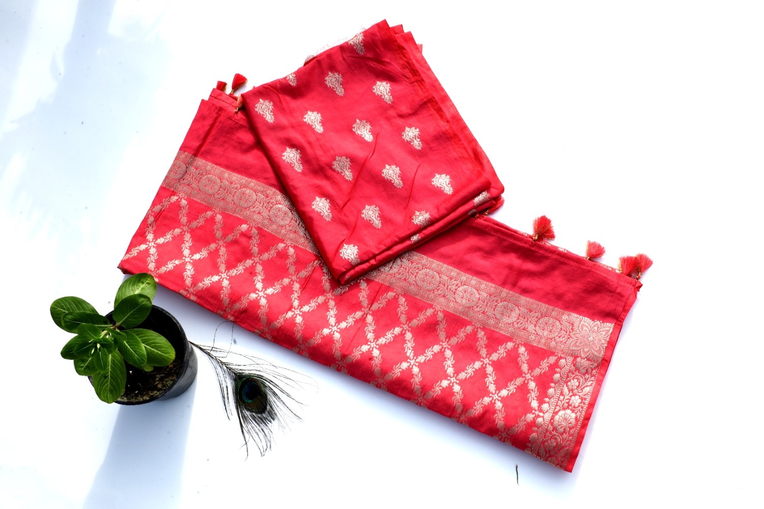 Pink Banarasi Silk Saree with Gold Zari Work