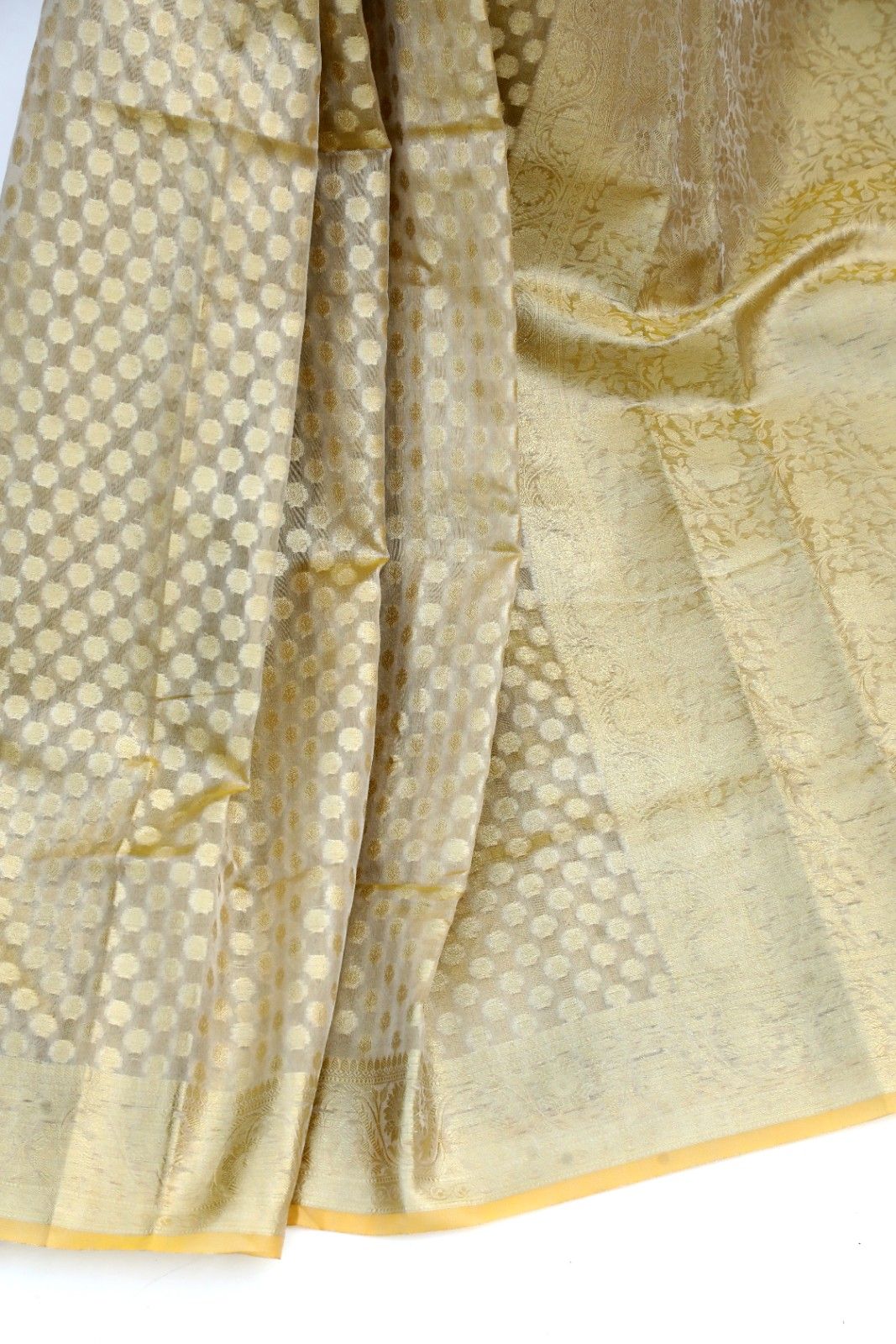Gold Tissue Silk Saree with Floral Motifs