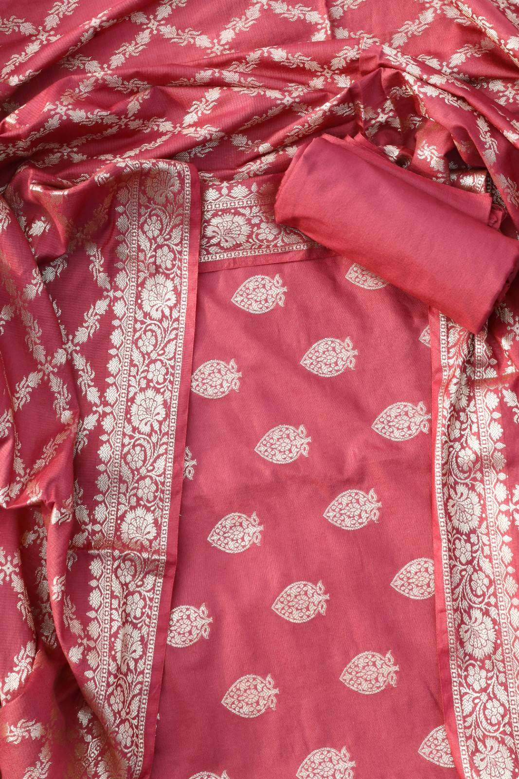 Maroon Banarasi Silk Saree with Tassels & Jaal Weaving